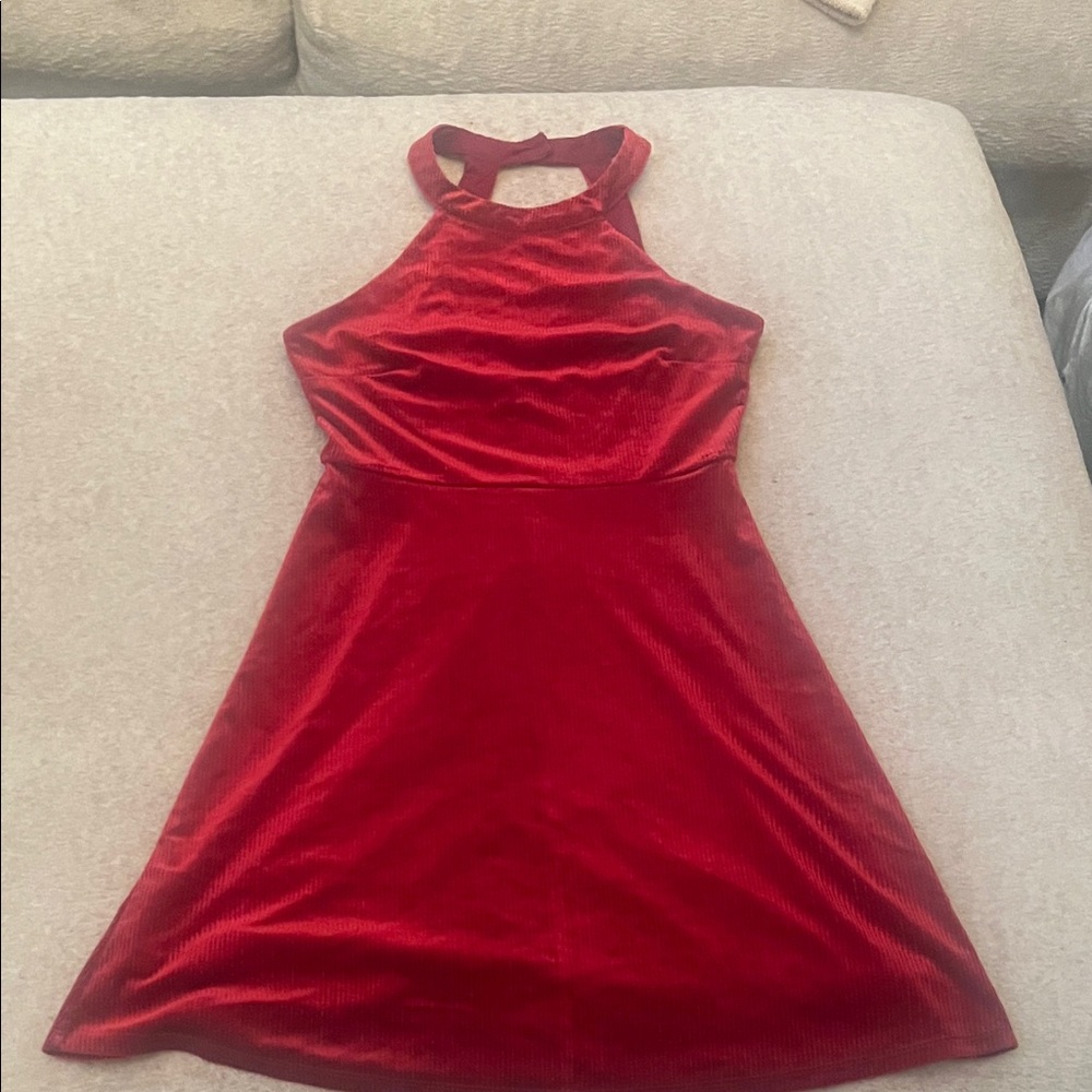 Elegant Red Halter Dress